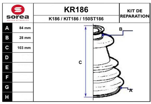 Soufflet de transmission côté roue KR186